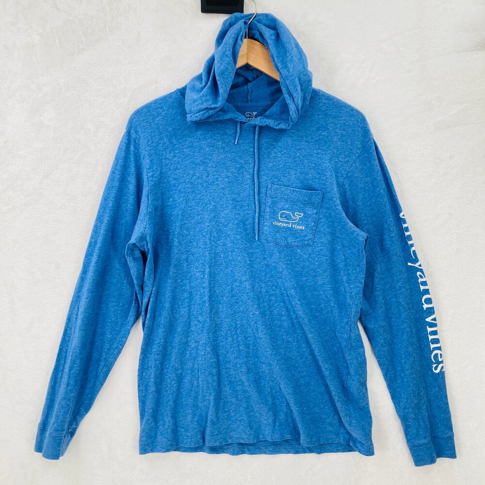 Vineyard Vines Shirt Hoodie Mens Small Blue Lightweight Cotton Whale Logo